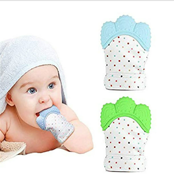 Stimulating Teether Toy 2 Mittens, Mint+Pink Stay on Baby??s Hand for 0-6 Months Baby Girls Prevent Scratches Protection Glove with Travel Bag Giftty Baby Teething Mittens Self Soothing Pain Relief Mitt 